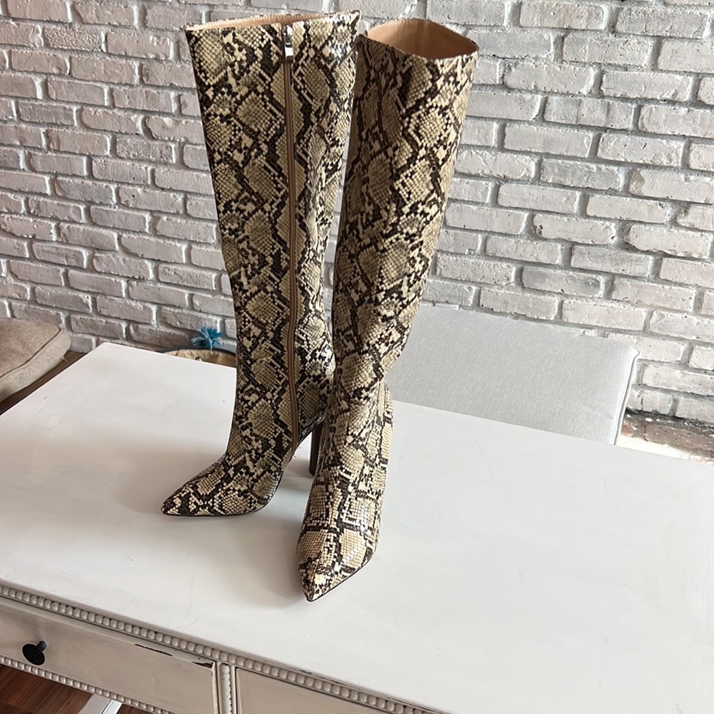 Lulus faux snake knee high boots